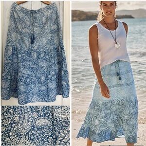 J.Jill Denim Tiered Tea-Length Skirt